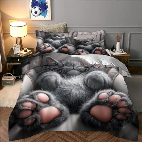 Housse de couette chat 140x200cm en microfibre résistante et impression 3D - 6