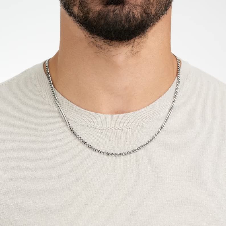 Image of THE MEN THING Chain for Men, Luxury Pure Titanium Steel Chain | Silver Stainless Steel Chain | Necklace Jewellery for Men & Boys