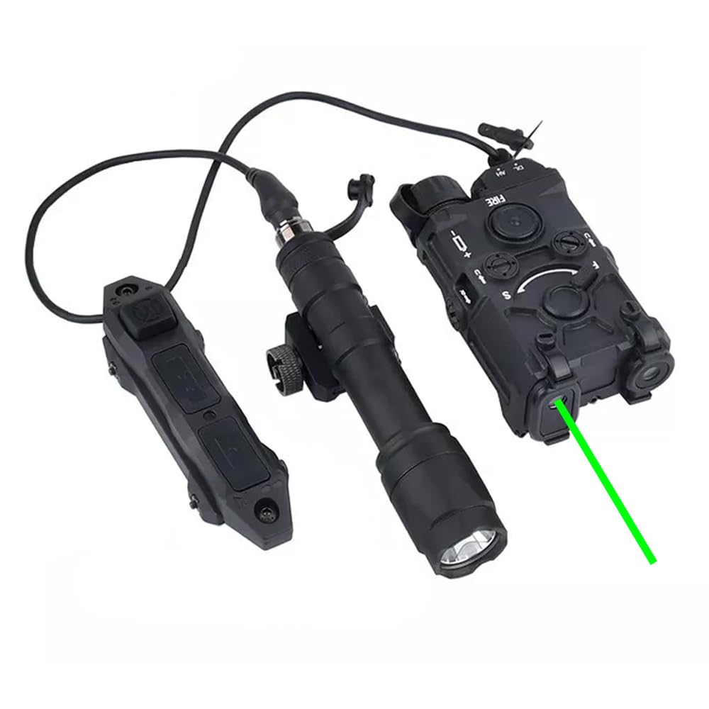 Nylon Box Aiming OG Laser Sights(with Red/Green/Blue Laser+IR Laser+White Flashlight), & M600C Strong LED Flashlight, & New Modular Dual Wire Remote Pressure Switch(SF+Crane Plug) Combo,Black