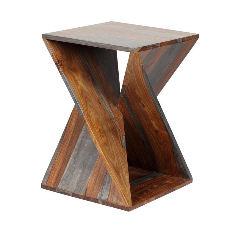 Image of Ruth Solid Wood End Table for Living Room - Premium Designer Side and Sofa Table - Natural Capri Finish, Solid Sheesham Wood - Living Room Furniture Ideal for Home Decor