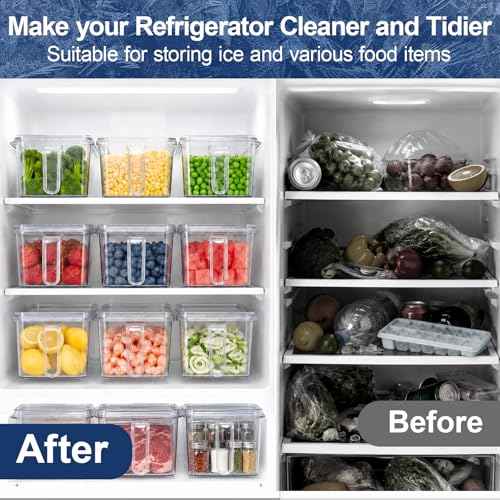 Ayuanb 2 Pcs Ice Storage Bin for Freezer, and 2 Pcs Flexible Scoop Set, Ice Bin with Lid and Pull Out Handle, Plastic Ice Container, Clear Ice Bucket for Home Fridge, 12.4 x 5.91 x 3.94 Inches by Ayuanb - Used condition - Image 7