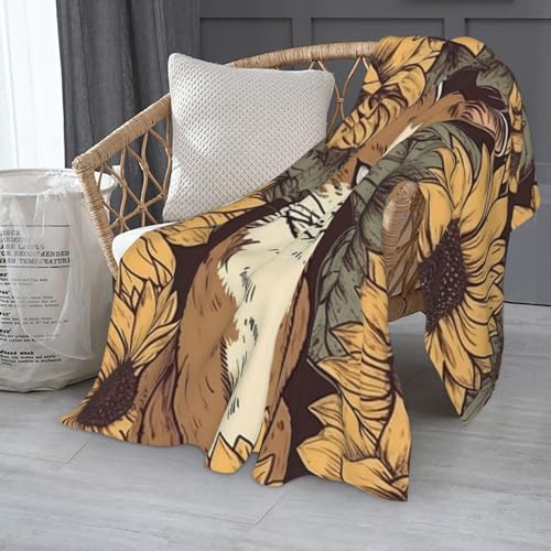 Couverture flanelle chat tournesol idée cadeau plaid - 4