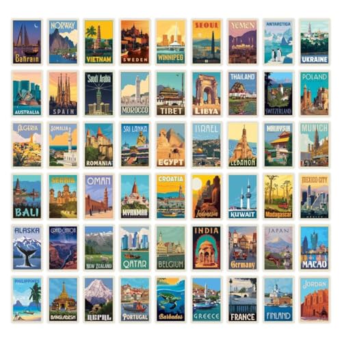 Paper 54Pcs Vintage Countries Posters,Home Decor Items For Living...