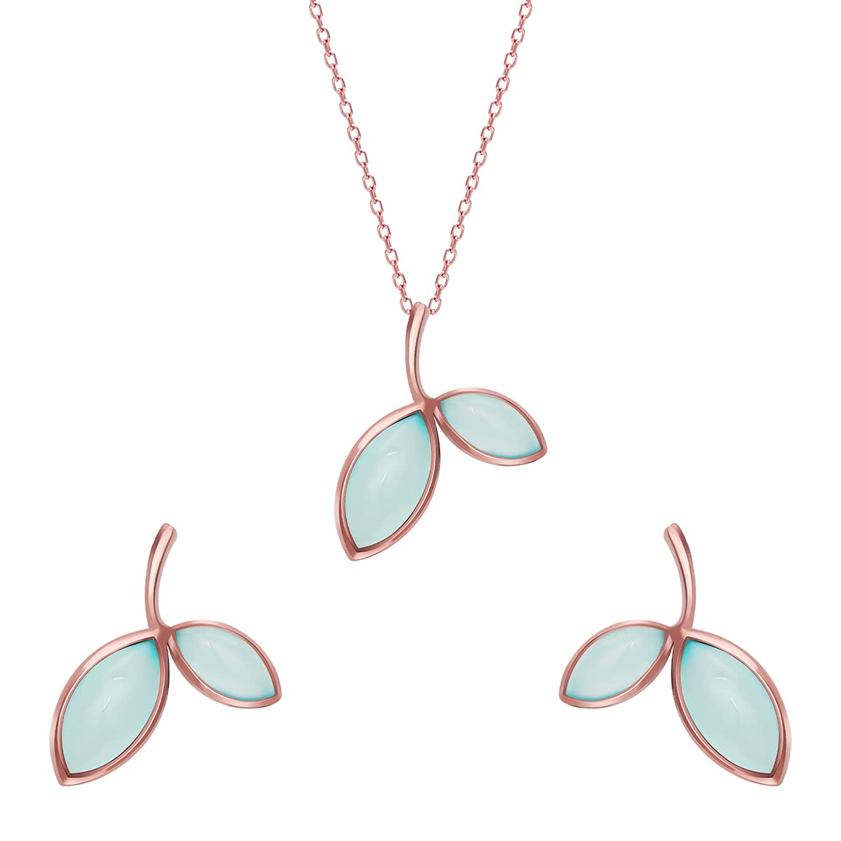 GIVA 925 Silver Rose Gold Aqua Dual Chalcedony Leaf Set With Earrings, Pendant & Chain | Gifts for Girlfriend, Gift Sets for Women & Girls | With Certificate of Authenticity and 925 Stamp | 6 Month Warranty* (B09HCLHF8C) Amazon Price History, Amazon Price Tracker