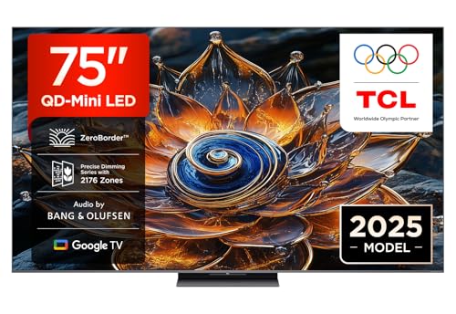 TCL 75Q8C 75-inch QD-Mini LED TV, 4K HDR Premium 4500, ZeroBorder™,Google TV (Dolby Vision IQ & Atmos, CrystGlow WHVA Panel