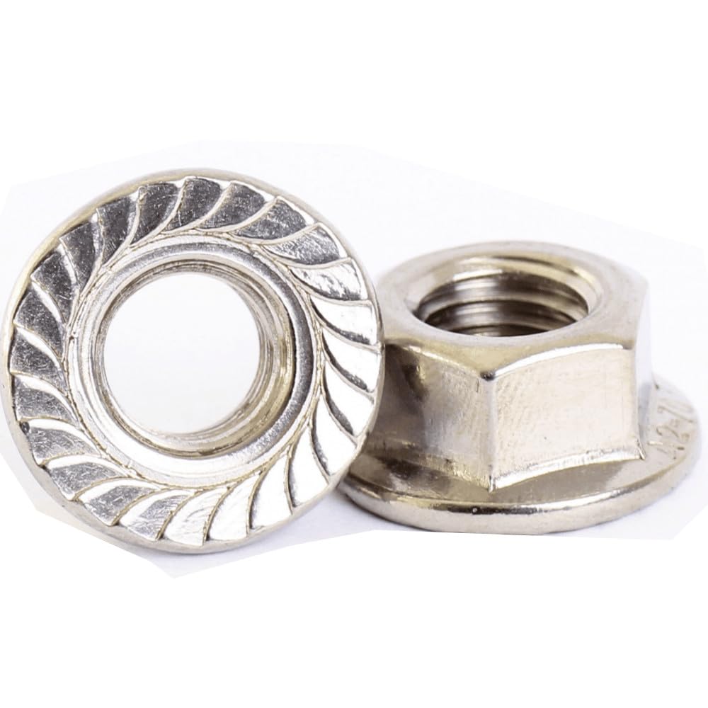 50x M10 Serrated Flange Hexagon Nuts, A2 Stainless Steel - Corrosion-Resistant Flanged Hex Lock Nuts for Bolts & Screws, Ideal for Secure DIY & Industrial Applications.