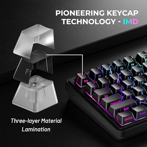 Image of HITIME x XVX Lightning Keycaps 60 75 100 Percent - Shine Through Keycaps w /IMD Tech, for Mechanical Keyboards, Full 118 Key Set, OEM Profile, Lines Backlit, Side Printed - Black