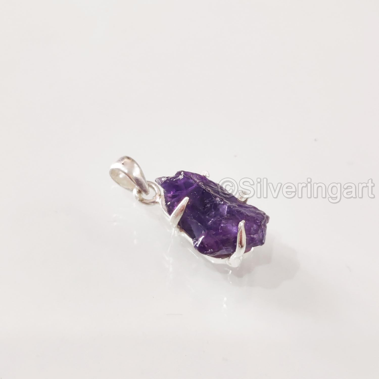Rough Amethyst Pendant, Natural Amethyst Pendant, February Birthstone, Womens Pendant Necklace, 925 Sterling Silver, Christmas, Thanksgiving, Mens Pendant, Handmade Jewelry, Raw Stone Pendant