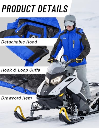Image of MAGCOMSEN Men's Winter Jacket Ski Snow Waterproof Fleece Coats Snowboard Warm Parka Raincoats with Hood 5 Pockets
