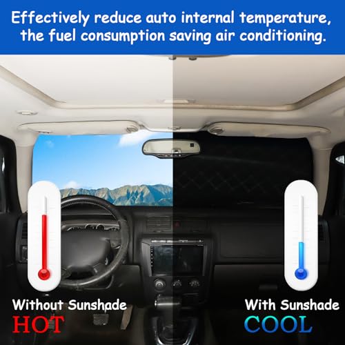 Image of Windshield Snow Cover Fit for Hummer H3 2005-2009, Front Windshield Cover for Ice and Snow, Auto Extra Thick Windshield Ice Cover Protects Windshield Wipers from Rain, Sun, Frost