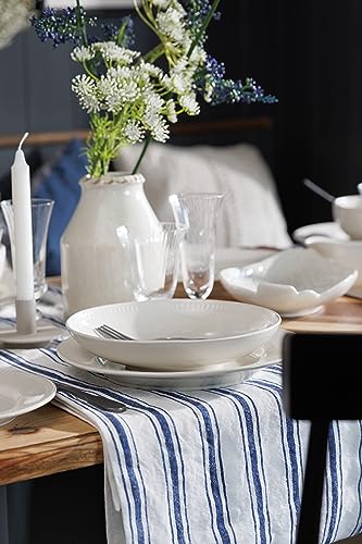 Mikasa Cotton and Linen Table Runner - White With Navy Stripe, 230 x 34cm, Mixed - Image 4