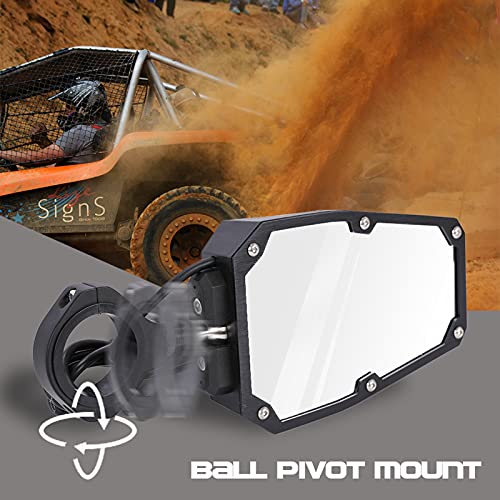 Diyarea Utv Atv Rear View Mirrors With Led Lights, 1.75-2 Inch Roll Bar Cage Offroad Side Mirrors With Replaceable Black Blue Red Inserts #TOP3