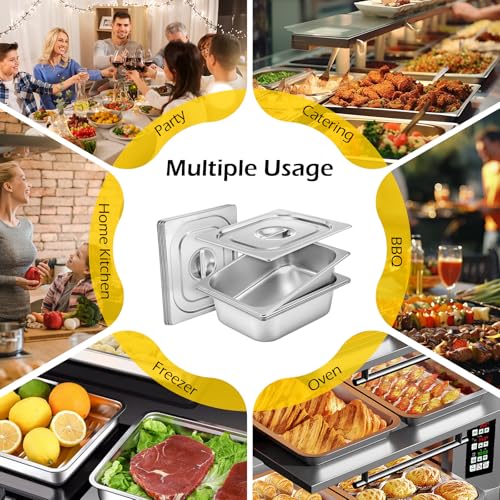 Image of Dyna-Living Hotel Pans with Lids 1 /2 Half Size Food Pans 4 Pack Steam Pans