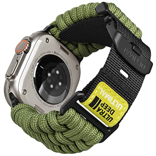 ULTIMAL �R���p�`�u�� Apple Watch �o���h �A�b�v���E�H�b�`�o���h 550�p���R�[�h �i�C�����҂ݍ��݃o���h���X�g 49mm �ʋC�� �����X�g���b�v �X�|�[�c�E�A�E�g�h�A�E�����j���O�ȂǑΉ�(49mm, �A�[�~�[�O���[��)