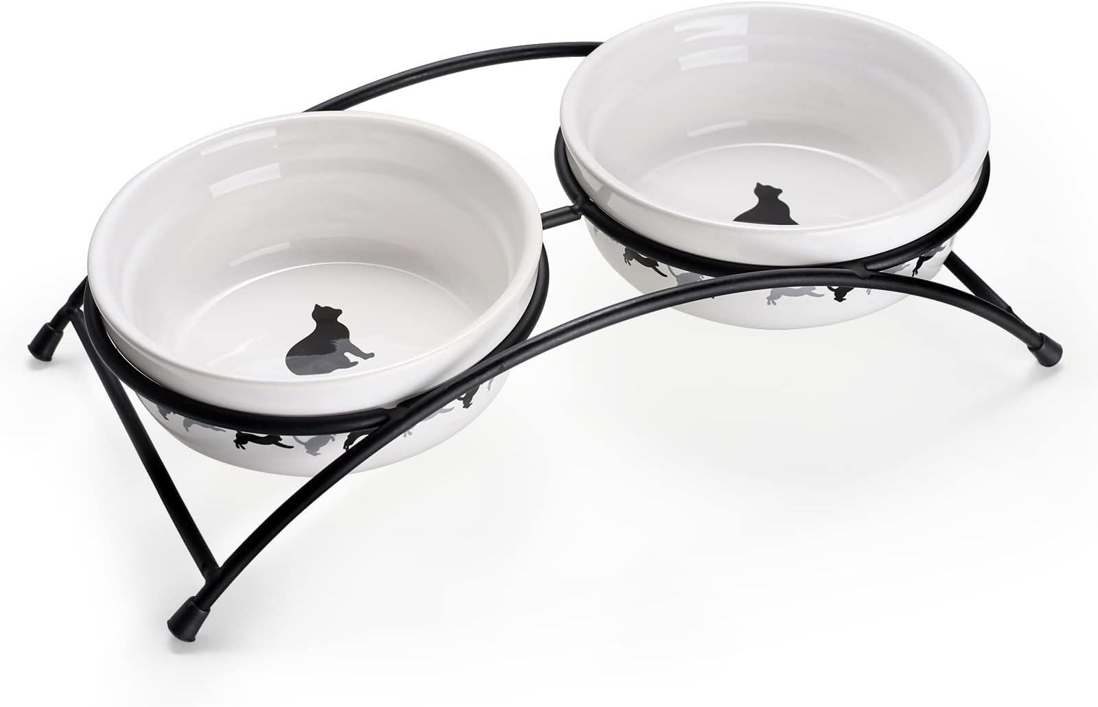 Y YHYCat Bowls Elevated, Ceramic, 12 Ounces, Reduce Neck Burden, Anti Vomiting, Dishwasher Safe