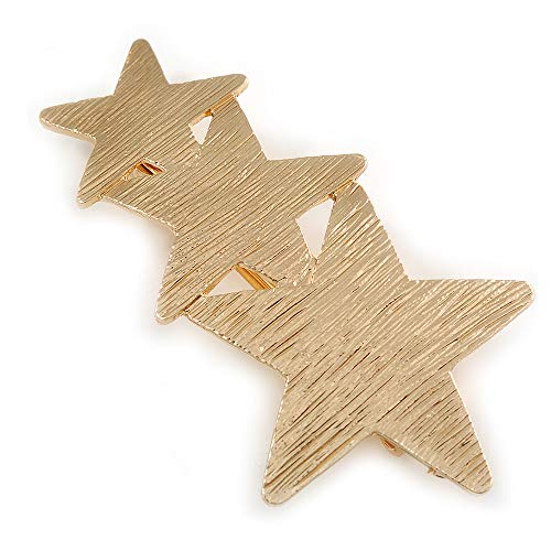 Pasador para el pelo Triple Star dorado de 65 mm que evita tirones en el cabello