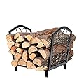 PHI VILLA 17 Inch Small Firewood Racks Indoor/Outdoor Firewood Bin Wood Burning Stove Accessories Wood Storage Log Rack Holder