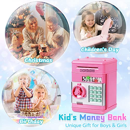 Image of Refasy Piggy Bank Cash Coin Can ATM Bank Electronic Coin Money Bank for Kids Age 3-12, Money Savings Box Mini ATM Coin Bank Toys Gifts for 3 4 5 6 7 8 9 10 11 12 Year Old Boys Girls