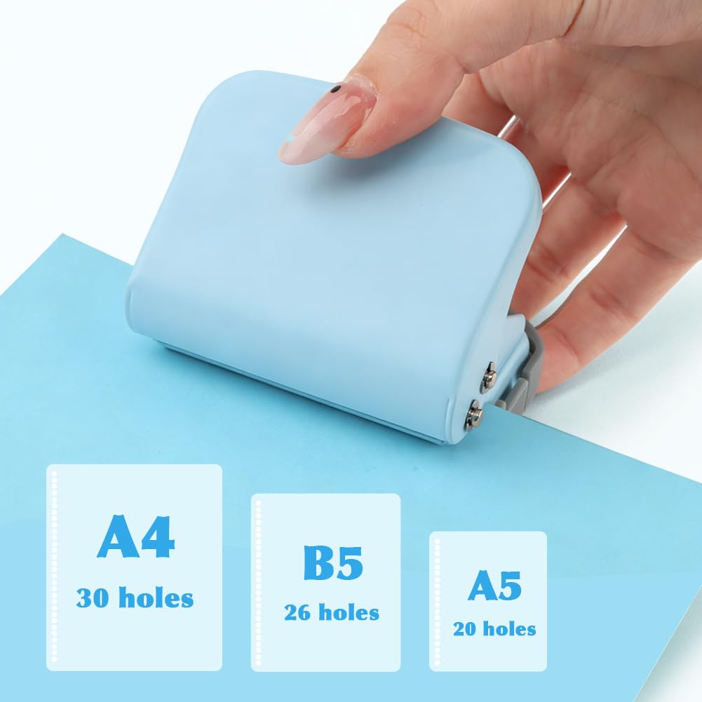 Mini 6 Hole Puncher Spiral Binding Machine Creative Book Binder Machine for Planner Punches Holes on B5,A4,A5 Paper(Color:Blue)