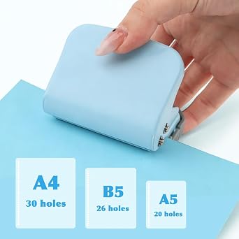 Mini 6 Hole Puncher Spiral Binding Machine Creative Book Binder Machine for Planner Punches Holes on B5,A4,A5 Paper(Color:Blue)