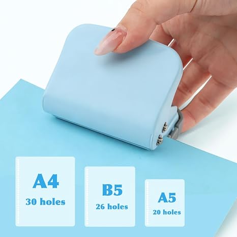 Mini 6 Hole Puncher Spiral Binding Machine Creative Book Binder Machine for Planner Punches Holes on B5,A4,A5 Paper(Color:Blue)