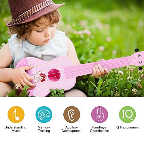 Hanmun Unicorn Musical Ukulele Guitar Toys - 23 Inch Pink Guitar With 4 Strings Musical Instruments Learning Educational Toys For Kids Children Girls Boys Adult Children (Pink) #TOP5