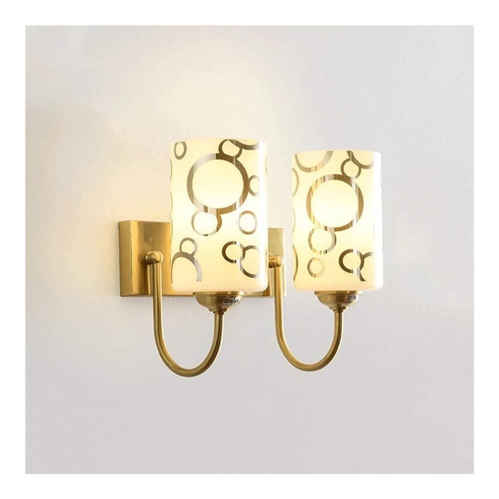 HPTHLY Nordic Bedside Reading Wall Lamp Minimalist Brass Staircase Hallway Wall Sconce Indoor Background Decor Glass Wall Light Fixtures For Bedroom Study R(2Lights)