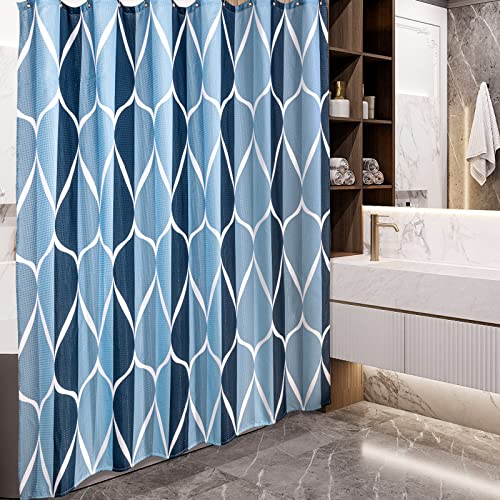 VANZAVANZU Shower Curtain for Bathroom with Metal Hooks Geometric Fabric Shower Curtain Heavy Duty Bath Curtain for Wet Room Bathtub Shower Stall Weighted Hem - Image 2