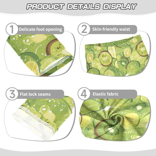 Green Kiwi Lime Oil Painting Kids Girl's Basic Leggings Stretchy Full Length Yoga Pants Exercise3