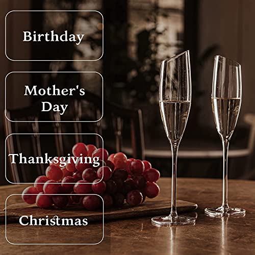 GOCART WITH G LOGO Thin Stem Classic Champagne Flutes Glass (Champange Flute Slanted (Pack of 2)) - Image 3