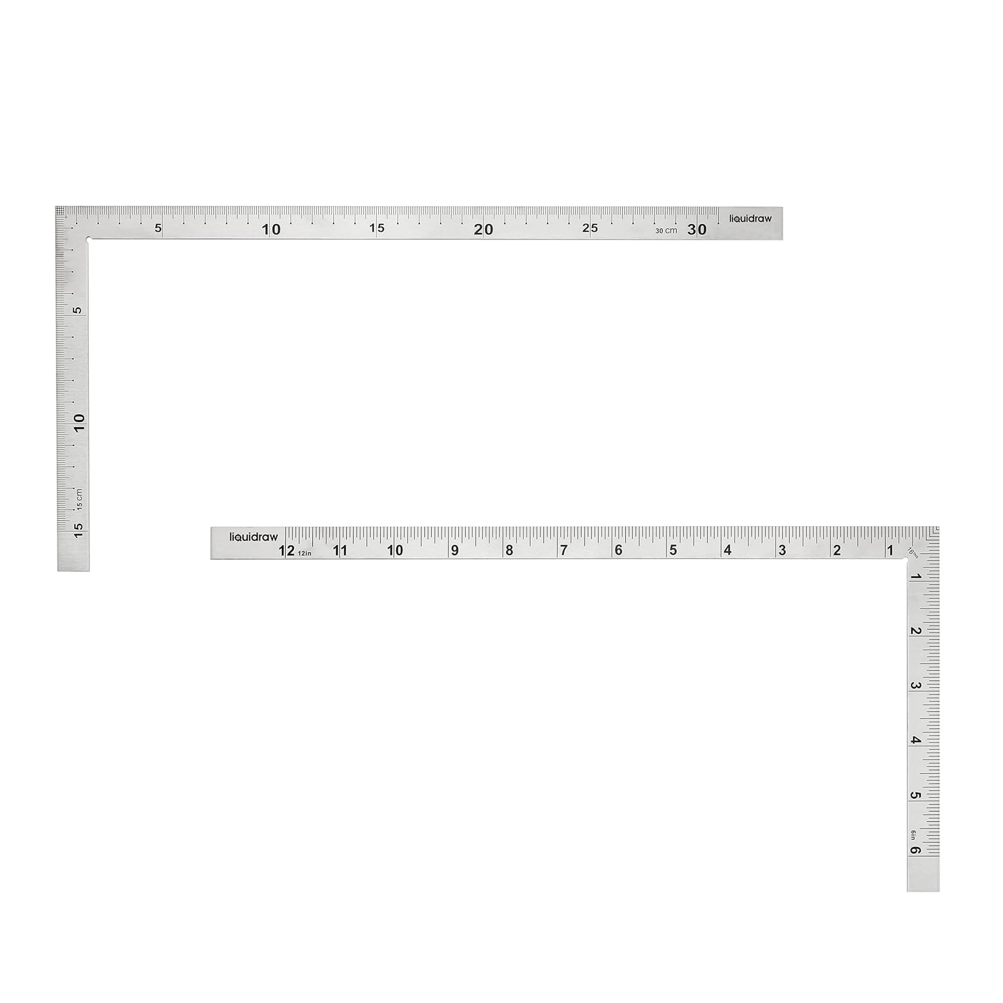 Liquidraw 150 mm x 300 mm Stainless Steel L Shape Square Ruler | Double Sided Right Angle Metal Ruler | Metric & Imperial | Ideal For Cutting, Sewing, Woodwork & DIY | Great For Engineers & Architects
