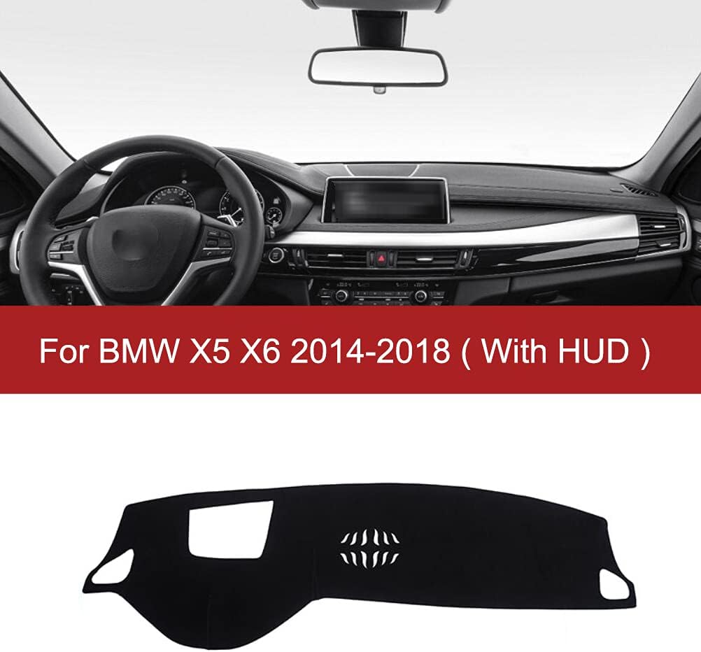 Black Leather Car Dash Mat Dashboard Cover Dash mat Interior Pad Compatible for BMW X5 2014-2018