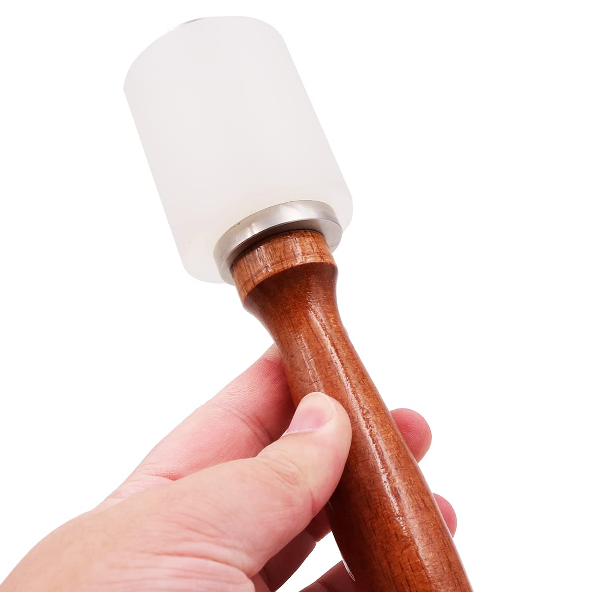 WANGCL Martillo de cuero de nailon, herramienta para coser cuero vacuno con mango de madera, 21 cm, 0.35 kg