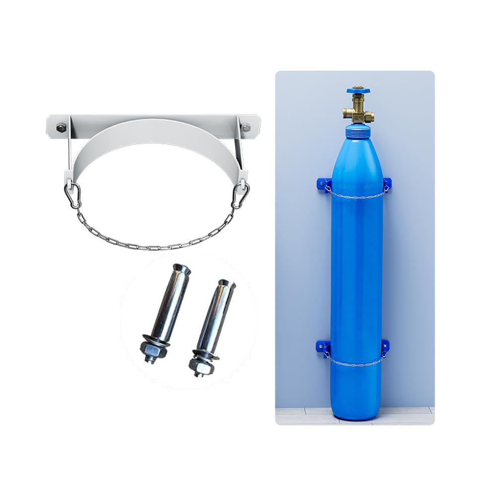 Generico Supporto per bombola di Gas/Trasportatore per bombola di Ossigeno. Staffa di Montaggio a Parete per bombola di Gas Resistente, con Catena di Sicurezza e Vite, per Un deposito Sicuro in ambie