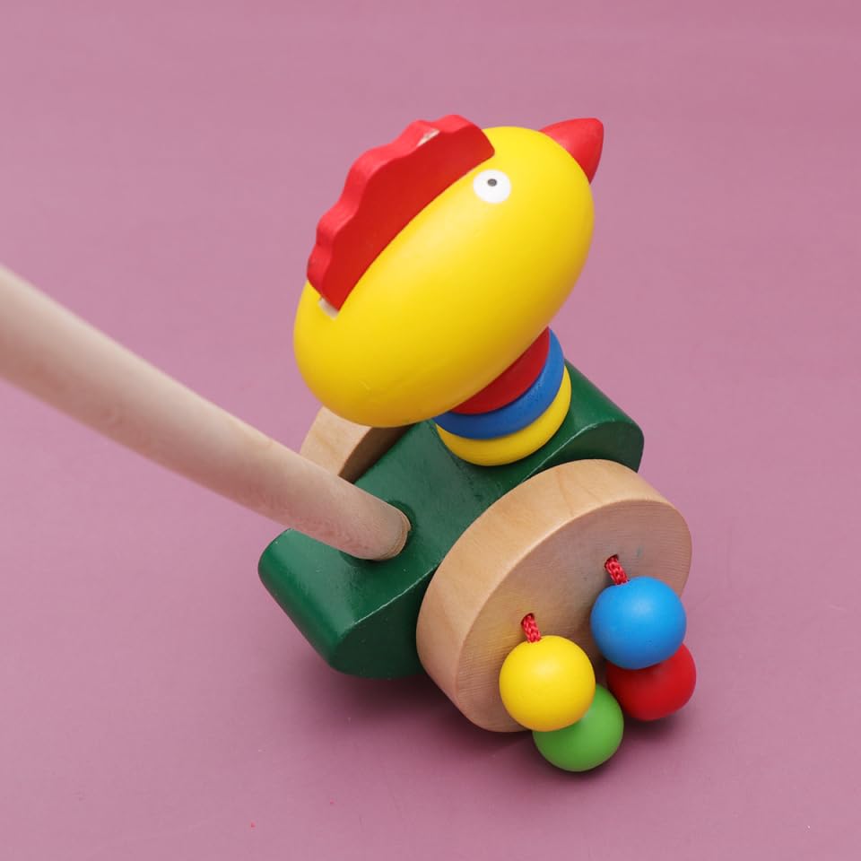 Vaguelly 2pcs Early Childhood Wooden Walker Step Cart Pushing Toy for Boys and Girls Babys Toys Trolley, Assorted Color - Image 4