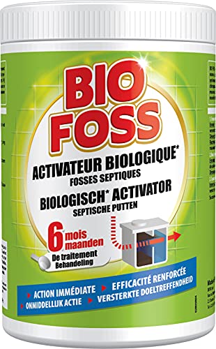 Bio Foss, Activateur Fosses Biologique, Prévient bouchons et engorgements, Idéal pour l'entretien des fosses septiques, Action longue durée : 6 Mois, 750 g