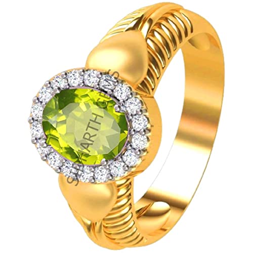 Bague péridot vert naturel AA++ et panchdhatu ajustable de prestige