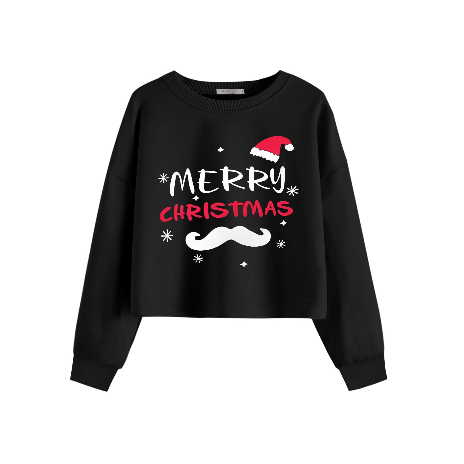 Arshiner Girls Crop Tops Kids Long Sleeve Pullover Sweatshirts Girls Cropped Crewneck Sweatshirt for Teen Girl