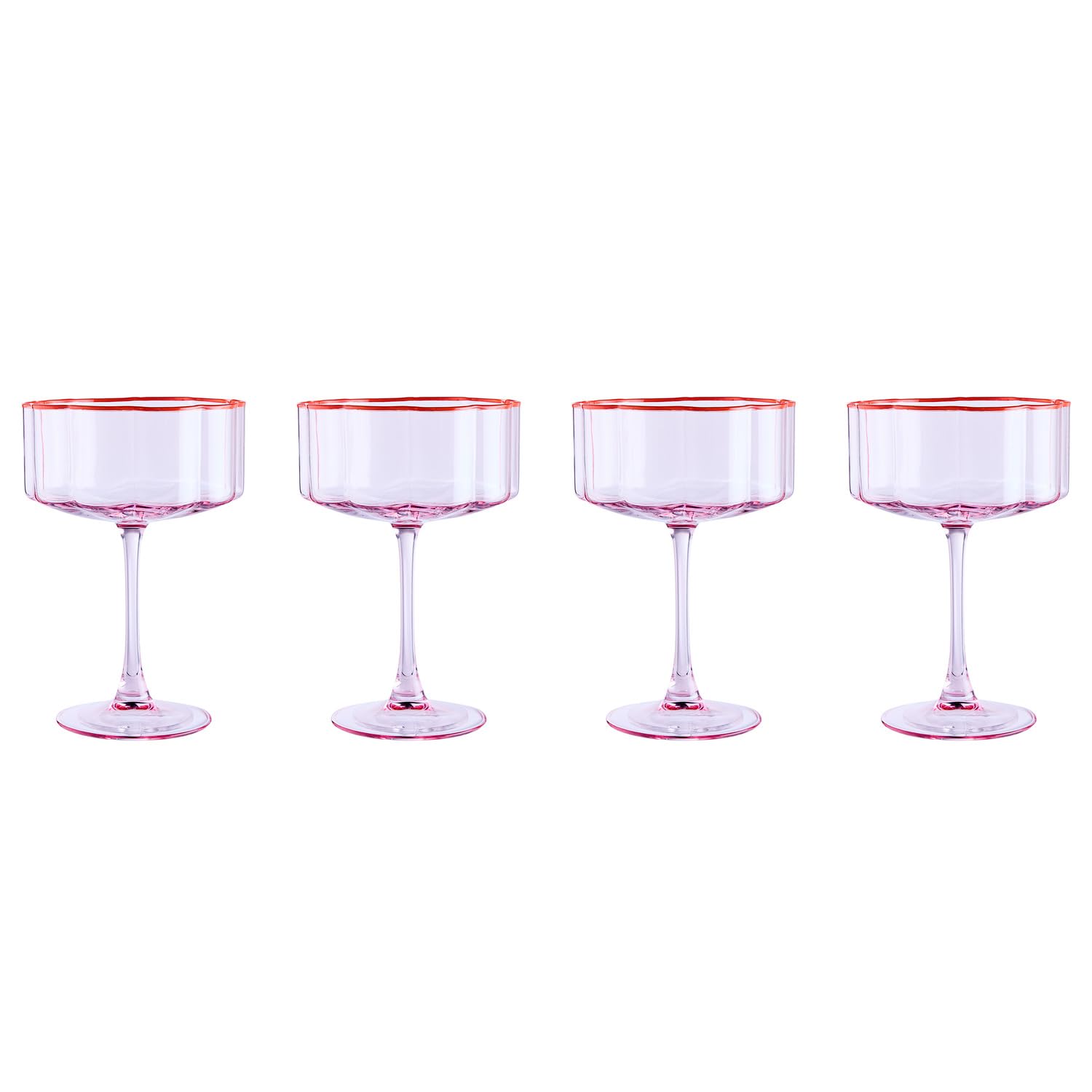 BUTLERS 4er-Set Champagnerschale 220ml aus Glas -FIORI- Elegante Sektschale mit gewelltem Design | Sektkelch für moderne Tischdekorationen