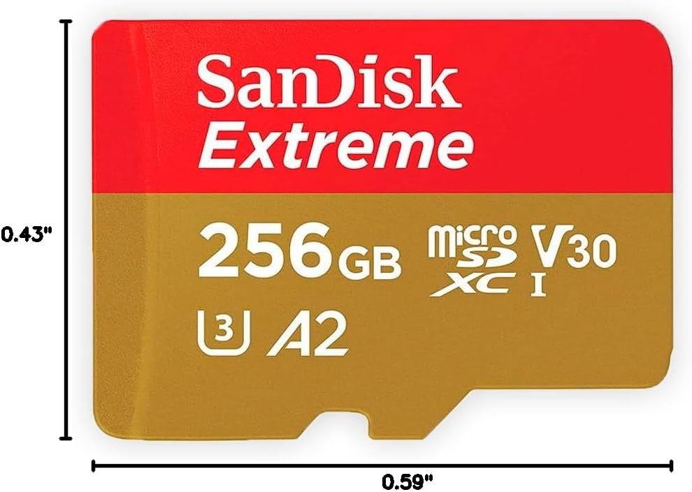SanDisk 256GB Extreme MicroSDXC UHS-I Memory Card - C10, U3, V30, 4K, A2, Micro SD - SDSQXA1-256G-GN6MN