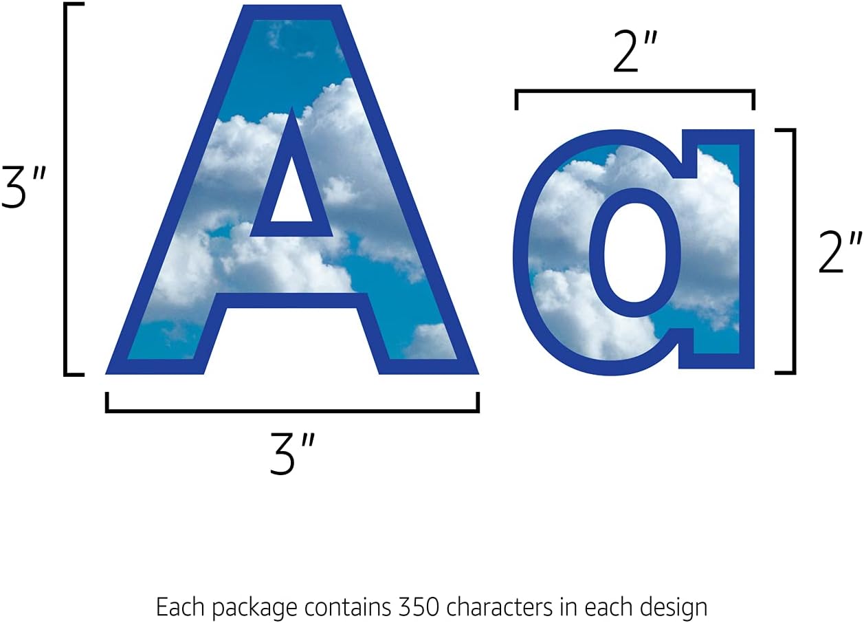 Hygloss Products Bulletin Board Letters and Numbers – Punch Out Cloud Design Combo – 3 Inch, 350 Pieces
