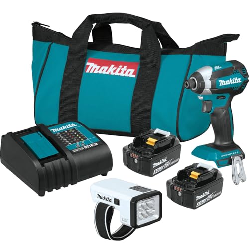 Makita XDT131X2 18V LXT® Lithium‑Ion Brushless Cordless Impact Driver Kit with L.E.D Flashlight and 2 Batteries (3.0Ah)