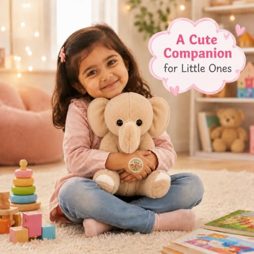 Image of Beige Elephant Soft Toy 25cm | Cute Plush Stuffed Toy
