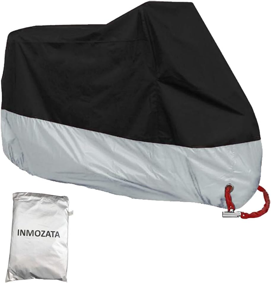 Motorcycle Cover, All Season 210D Waterproof Motorbike Covers with Lock Holes & Storage Bag Fits Up To 96.5" Motors, For Harley, Yamaha, Suzuki, Honda, Motorcycle Rain Cover,96.5 x 41x 50 inch.