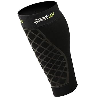 Spark Brownmed Kinetic Calf - Compression Calf Sleeve with Embedded Kinesiology Tape - Calf Brace for Running, Shin Splints & Cycling - Leg Compression Sleeve for Men & Women - Large
