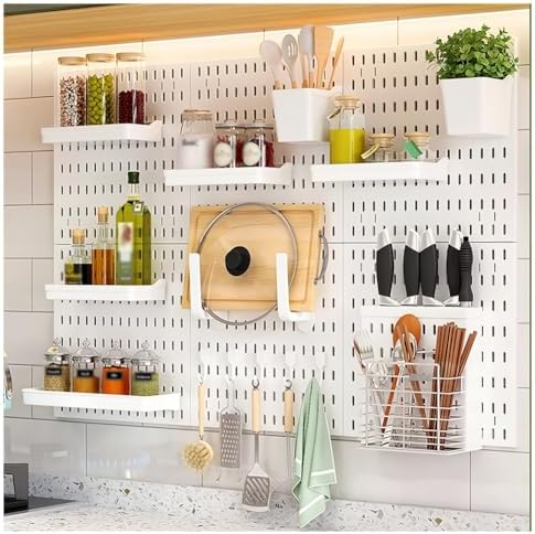 Multifunctional Pegboard Wall Organizer Kit, 22x19.5cm Tool Storage Panels for Kitchen, Bedroom, Office & Bathroom - Versatile Organization Solutions