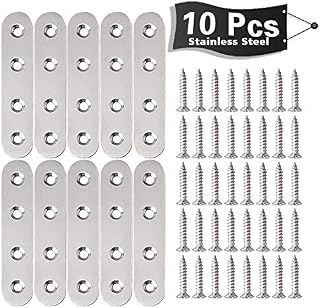 Alise 10 Pcs 3-4/5 Inch Stainless Steel Flat Straight Brace Brackets Mending Plates
