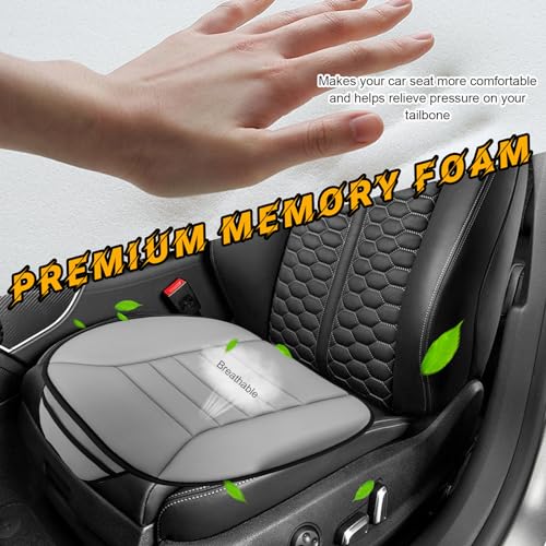 povtii Car Seat Cushion with Front Pocket, Non-Slip Bottom Cushion for Car Driver Office or Home Chair, Breathable Pressure Relief Seat Pad with Memory Foam, Car Accessories (Gray) by povtii - Used condition - Image 4