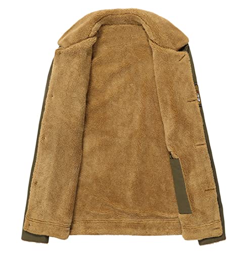 Bomber d'hiver homme kaki chaud à col fourrure isolant L - 3