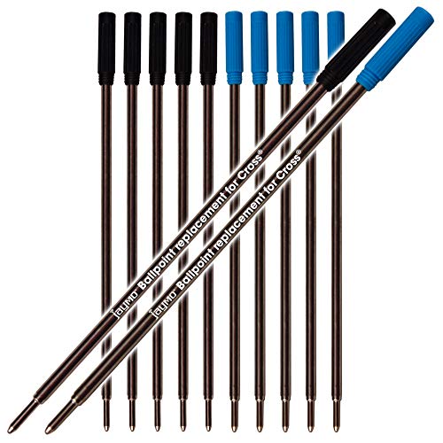 Jaymo Replacement For Cross 8513/8511 - Measures 4.563 In / 116 Mm Long - Ballpoint Pen Refill - 6 Black + 6 Blue #TOP26